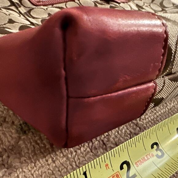 Vintage Coach brown canvas tote w deep red leather details - Picture 13 of 15